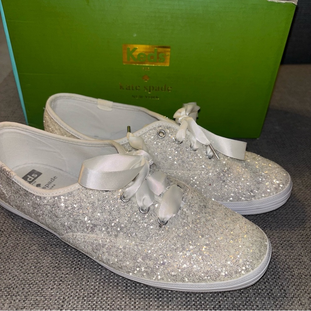 Kate Spade Keds Glitter Sparkle Sneaker Shoes, Size 7.5 - Picture 5 of 7